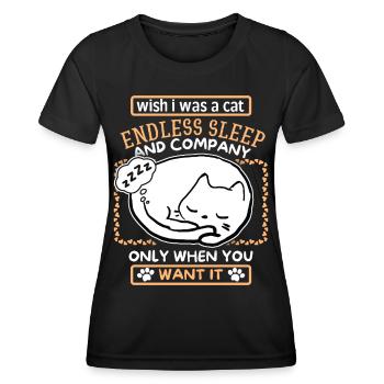 Chat qui dort, chats de dessins animés drôles qui disent - T-shirt sport Femme - noir - Devant - AI Model Female 172 light (172cm)