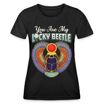 Valentine's Day Scarab, Love Love Saying - Women's Functional T-Shirt - black - Front - AI Model Female 172 light (172cm)