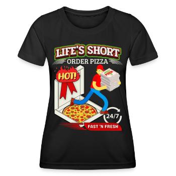 Funny Pizza Saying, Pizza Delivery Service - Women's Functional T-Shirt - black - Front - AI Model Female 172 light (172cm)