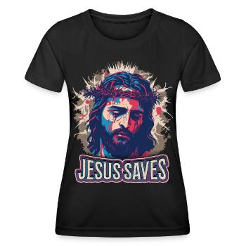 Jesus Christus mit Dornenkrone auf dem Passionsweg - Frauen Funktions-T-Shirt - Schwarz - Vorne - AI Model Female 172 light (172cm)