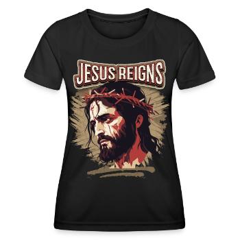 Jesus Passionsweg Christus mit Dornenkrone - Frauen Funktions-T-Shirt - Schwarz - Vorne - AI Model Female 172 light (172cm)