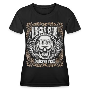 Motorcyclist saying, vintage skull with helmet - Women's Functional T-Shirt - black - Front - AI Model Female 172 light (172cm)