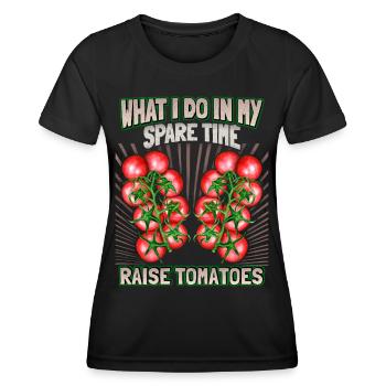 Tomates, Potager, Jardinier Culture De Tomates Dicton - T-shirt sport Femme - noir - Devant - AI Model Female 172 light (172cm)