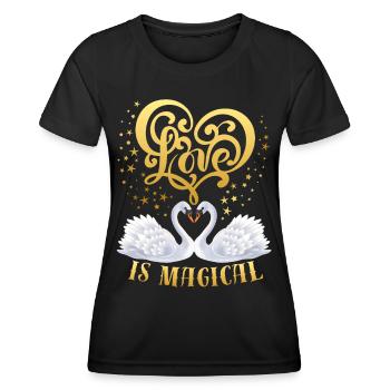 Swans in Love, Love-Love, Saying - Women's Functional T-Shirt - black - Front - AI Model Female 172 light (172cm)
