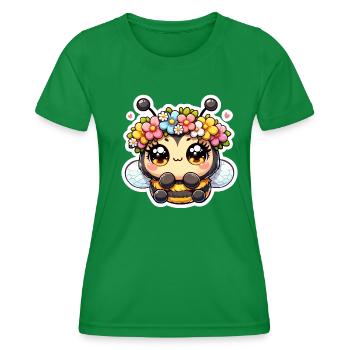Abeille avec couronne de fleurs - T-shirt sport Femme - vert - Devant - AI Model Female 172 dark (172cm)