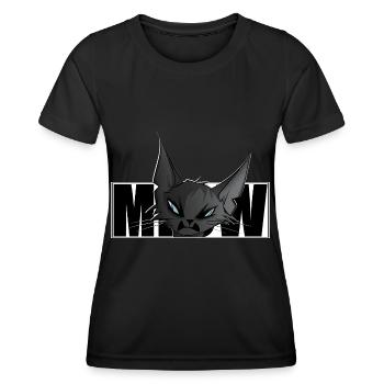 cool cat, comic, cat motif, meow, t-shirt - Women's Functional T-Shirt - black - Front - AI Model Female 172 light (172cm)