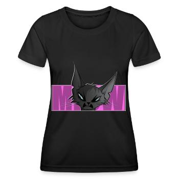 cool cat, comic, cat motif, meow, t-shirt - Women's Functional T-Shirt - black - Front - AI Model Female 172 light (172cm)