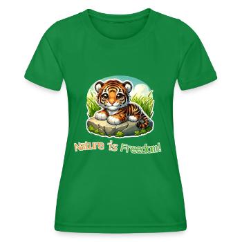 Nature is Freedom Sweet Tiger - Women's Functional T-Shirt - kelly green - Front - AI Model Female 172 dark (172cm)
