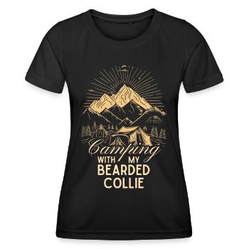 Bearded Collie Camping - Frauen Funktions-T-Shirt - Schwarz - Vorne - AI Model Female 172 light (172cm)