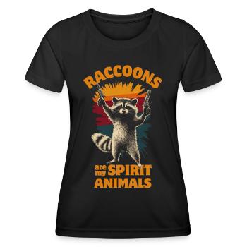 Naughty raccoon with 2 pistols - Women's Functional T-Shirt - black - Front - AI Model Female 172 light (172cm)