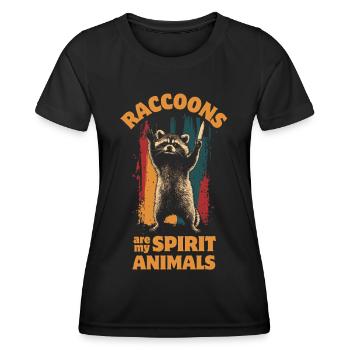 Frecher Waschbär mit Messer - Frauen Funktions-T-Shirt - Schwarz - Vorne - AI Model Female 172 light (172cm)