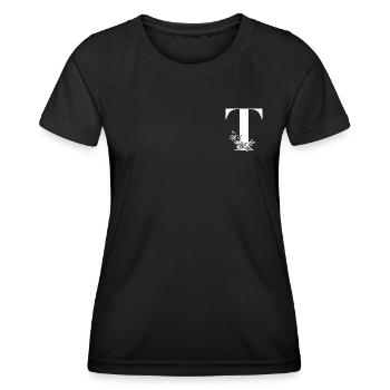 Lettre T - T-shirt sport Femme - noir - Devant - AI Model Female 172 light (172cm)