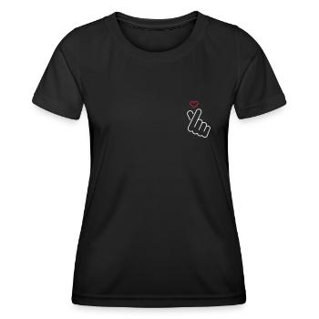 Love - hand signals with heart - Women's Functional T-Shirt - black - Front - AI Model Female 172 light (172cm)