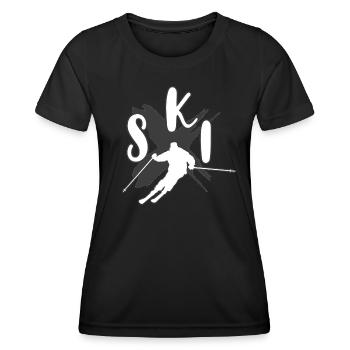 skifahren - Frauen Funktions-T-Shirt - Schwarz - Vorne - AI Model Female 172 light (172cm)