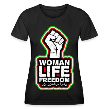 Liberté de vie de la femme | Faust avec l’Iran Outline - T-shirt sport Femme - noir - Devant - AI Model Female 172 light (172cm)