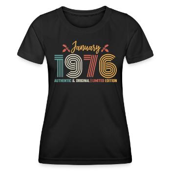 Januar 1976 Geburtstag Januar 1976 Retro - Frauen Funktions-T-Shirt - Schwarz - Vorne - AI Model Female 172 light (172cm)