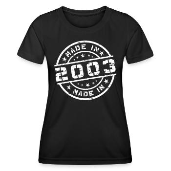 Année de naissance Naissance Né en - Fabriqué en 2003 - T-shirt sport Femme - noir - Devant - AI Model Female 172 light (172cm)