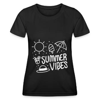 SOMMER AUSSTRAHLUNG EIS STIEL SONNE SCHIRM SPRUCH - Frauen Funktions-T-Shirt - Schwarz - Vorne - AI Model Female 172 light (172cm)