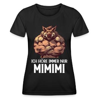 Wildschwein Ich höre immer nur Mimimi Wildnis Wald - Frauen Funktions-T-Shirt - Schwarz - Vorne - AI Model Female 172 light (172cm)