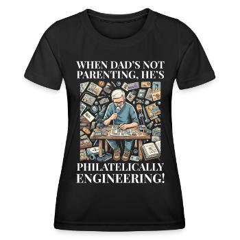 Timbres-poste d’époque Collectionneur de papa - T-shirt sport Femme - noir - Devant - AI Model Female 172 light (172cm)