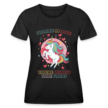 Falling in Love - Where Hearts take Flight - - Women's Functional T-Shirt - black - Front - AI Model Female 172 light (172cm)