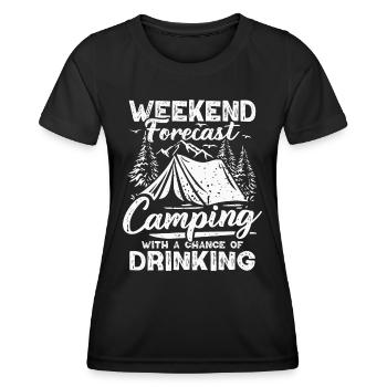 Camping Forecast Beer Tent Mountains Hiking Camper - Women's Functional T-Shirt - black - Front - AI Model Female 172 light (172cm)