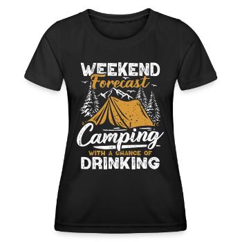 Camping Forecast Beer Tent Mountains Hiking Camper - Women's Functional T-Shirt - black - Front - AI Model Female 172 light (172cm)