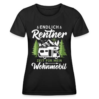 Endlich Rentner Zeit für mein Wohnmobil Camping - Frauen Funktions-T-Shirt - Schwarz - Vorne - AI Model Female 172 light (172cm)