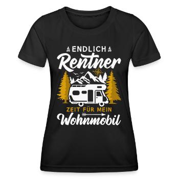 Endlich Rentner Zeit für mein Wohnmobil Camping - Frauen Funktions-T-Shirt - Schwarz - Vorne - AI Model Female 172 light (172cm)