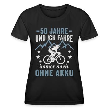 Radfahrer 50. Geburtstag Fahrrad ohne Akku - Frauen Funktions-T-Shirt - Schwarz - Vorne - AI Model Female 172 light (172cm)