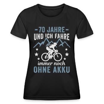Radfahrer 70. Geburtstag Fahrrad ohne Akku - Frauen Funktions-T-Shirt - Schwarz - Vorne - AI Model Female 172 light (172cm)