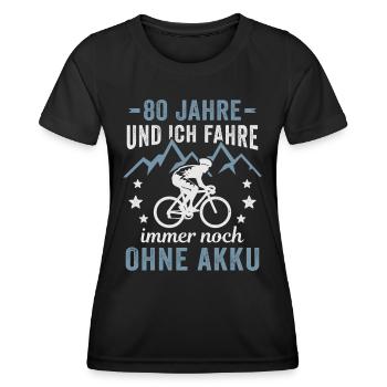 Radfahrer 80. Geburtstag Fahrrad ohne Akku - Frauen Funktions-T-Shirt - Schwarz - Vorne - AI Model Female 172 light (172cm)