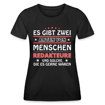Cadeau des rédacteurs - Deux types de... Concevoir - T-shirt sport Femme - noir - Devant - AI Model Female 172 light (172cm)