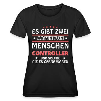 Controller Gift - Two Types of... Design - Women's Functional T-Shirt - black - Front - AI Model Female 172 light (172cm)
