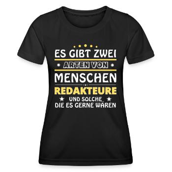 Cadeau des rédacteurs - Deux types de... Concevoir - T-shirt sport Femme - noir - Devant - AI Model Female 172 light (172cm)