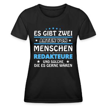 Cadeau des rédacteurs - Deux types de... Concevoir - T-shirt sport Femme - noir - Devant - AI Model Female 172 light (172cm)