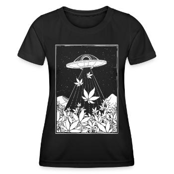 Alien DMT collects Weed - Women's Functional T-Shirt - black - Front - AI Model Female 172 light (172cm)