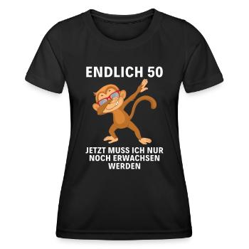 Endlich 50 Jahre Mann Frau 50. Geburtstag - Frauen Funktions-T-Shirt - Schwarz - Vorne - AI Model Female 172 light (172cm)