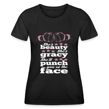Women Boxing Idea Shell Punch You In The Face - Frauen Funktions-T-Shirt - Schwarz - Vorne - AI Model Female 172 light (172cm)