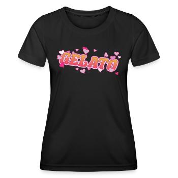 Cooles Gelato mit rosa Herzen Design - Frauen Funktions-T-Shirt - Schwarz - Vorne - AI Model Female 172 light (172cm)