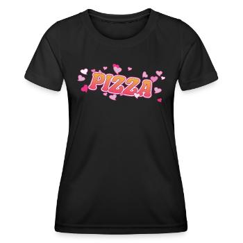 Currywurst cool avec motif de cœurs roses - T-shirt sport Femme - noir - Devant - AI Model Female 172 light (172cm)