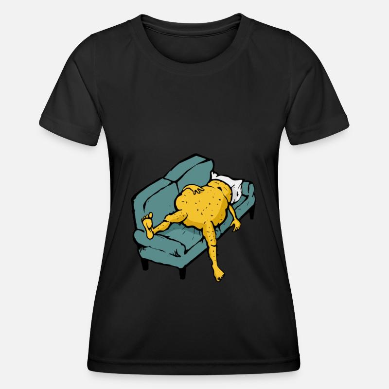 Lazy potato sleeping - Women's Functional T-Shirt - black
