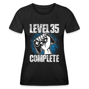 Level 35 Complete Birthday Gift 35 Years - Women's Functional T-Shirt - black - Front - AI Model Female 172 light (172cm)