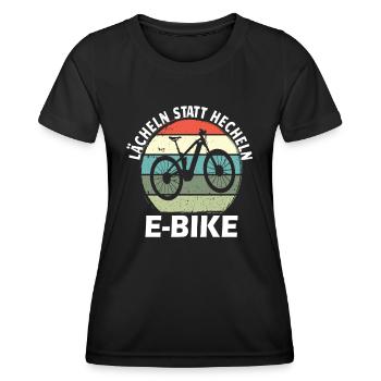 Lächeln Statt Hecheln Fahrrad E-Bike Biker - Frauen Funktions-T-Shirt - Schwarz - Vorne - AI Model Female 172 light (172cm)