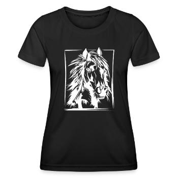 Cheval, équitation, dressage, dessin cadeau - T-shirt sport Femme - noir - Devant - AI Model Female 172 light (172cm)