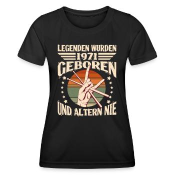 53rd birthday Year of construction 1971 Legend 53 years - Women's Functional T-Shirt - black - Front - AI Model Female 172 light (172cm)