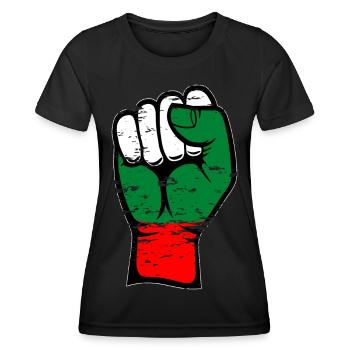 Poing du drapeau bulgare utilisé - T-shirt sport Femme - noir - Devant - AI Model Female 172 light (172cm)