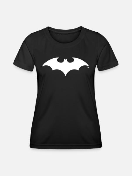 Batman White Bat Logo - Frauen Funktions-T-Shirt - Schwarz