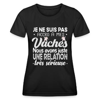 Vache Agriculteur Agriculture Fermier Humour - T-shirt sport Femme - noir - Devant - AI Model Female 172 light (172cm)