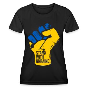 Stand With Ukraine - Frauen Funktions-T-Shirt - Schwarz - Vorne - AI Model Female 172 light (172cm)